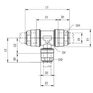 reduction tee drawing
