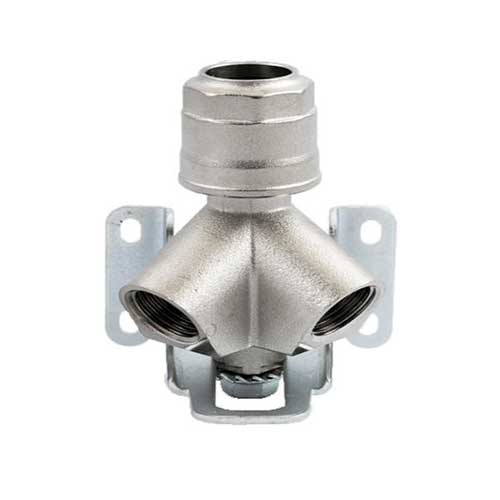 Double Outlet 45 Degree Elbow 1/2" NPT Female With Mounting Bracket - Pipe Input