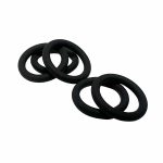 Black rubber O-rings on white background