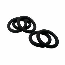 Black rubber O-rings on white background