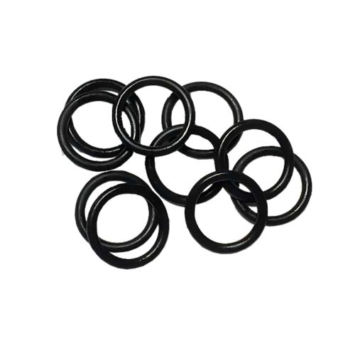 Black rubber O-rings in a pile